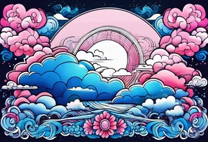 Blue and Pink Cloud tattoo idea