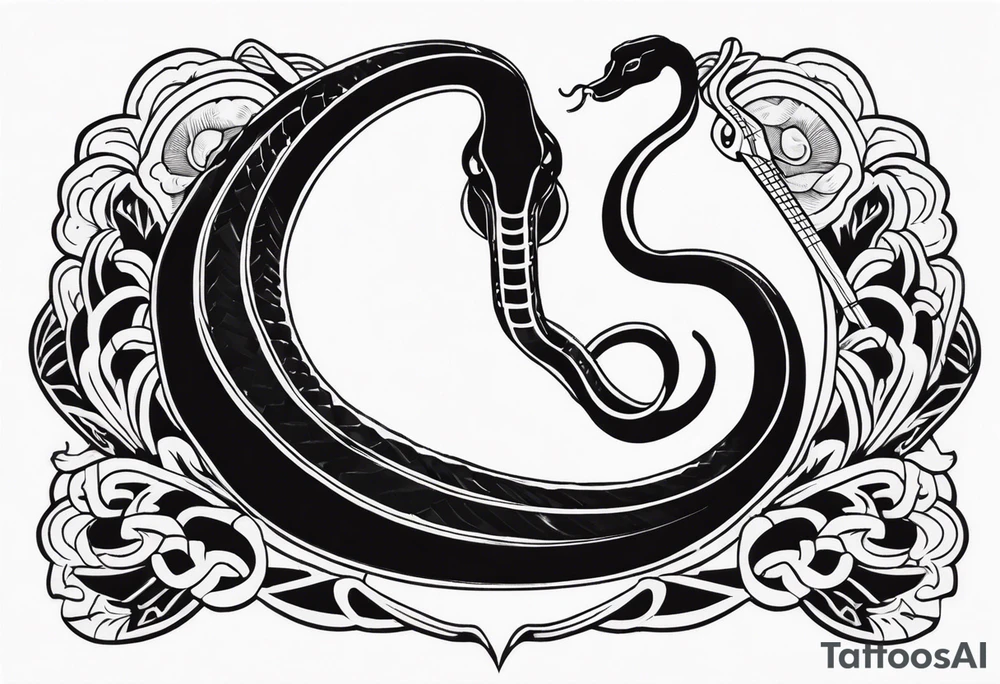 Snake clutching guitar neck tattoo idea
