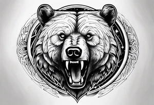 Ripping bear claw cosmic space tattoo idea