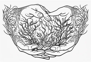 Hands morphing into roots tattoo idea