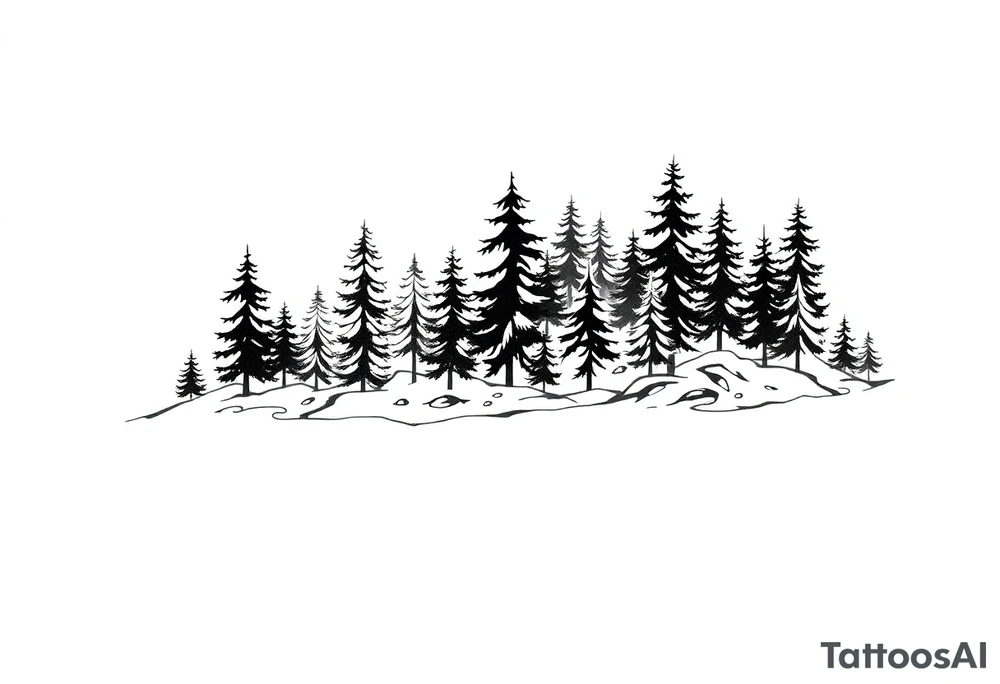 Coniferous forest tattoo sleeve black and gray tattoo idea