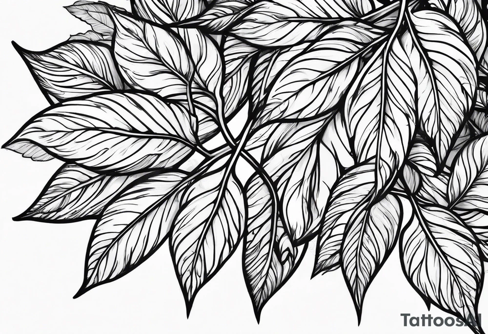 Curved leaves tattoo idea