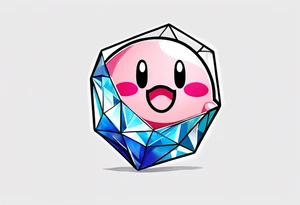 kirby smiling inside a shiny crystal tattoo idea