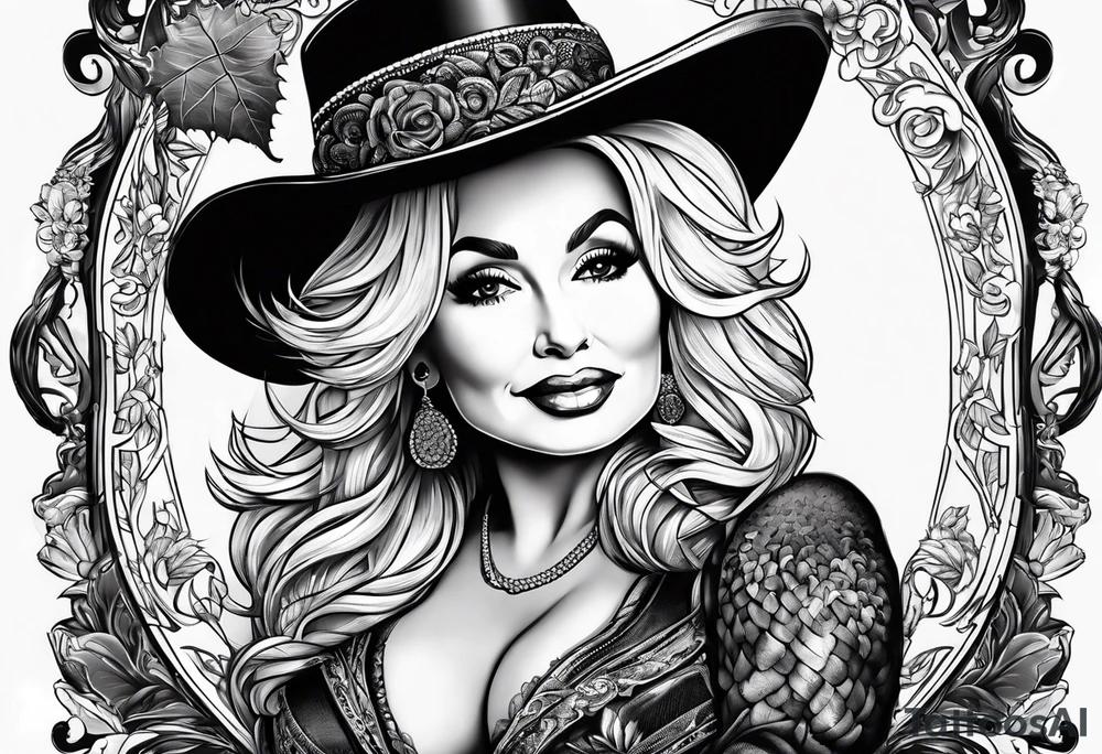 Dolly Parton holding an acorn tattoo idea
