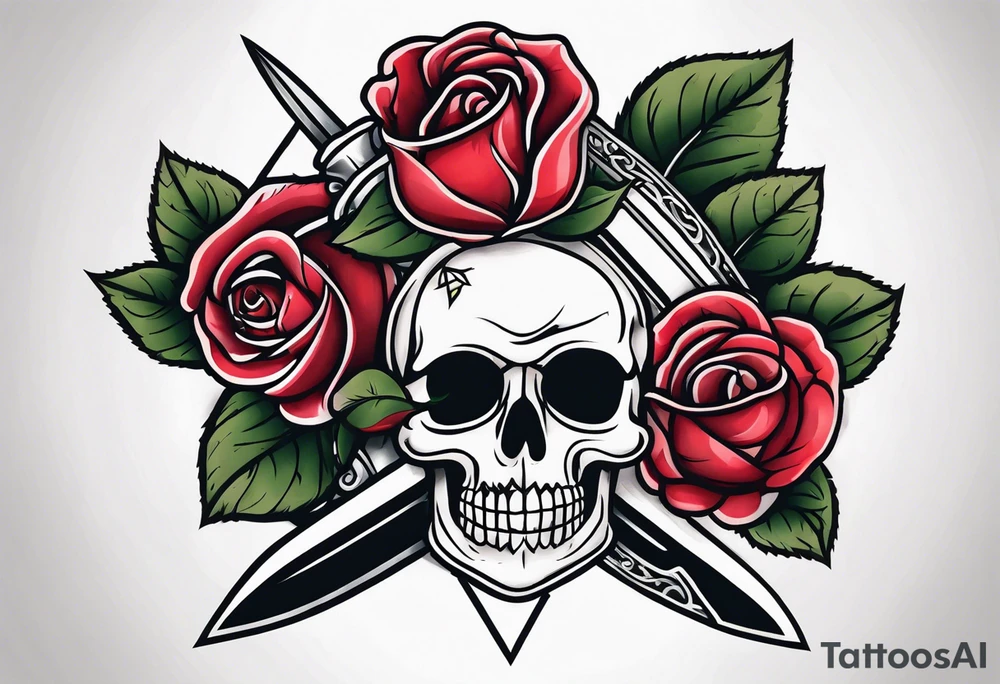 Messer mit Stacheldraht und Rose tattoo idea
