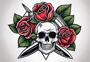 Messer mit Stacheldraht und Rose tattoo idea