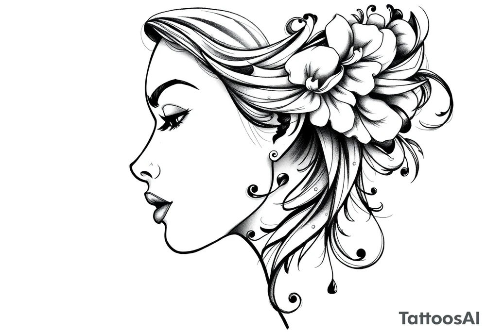 Powerful side profile woman’s face tattoo idea