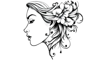 Powerful side profile woman’s face tattoo idea