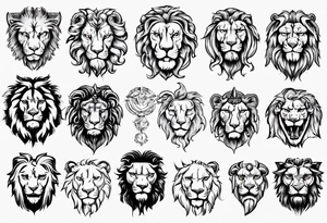 Roman ancient lion face tattoo idea