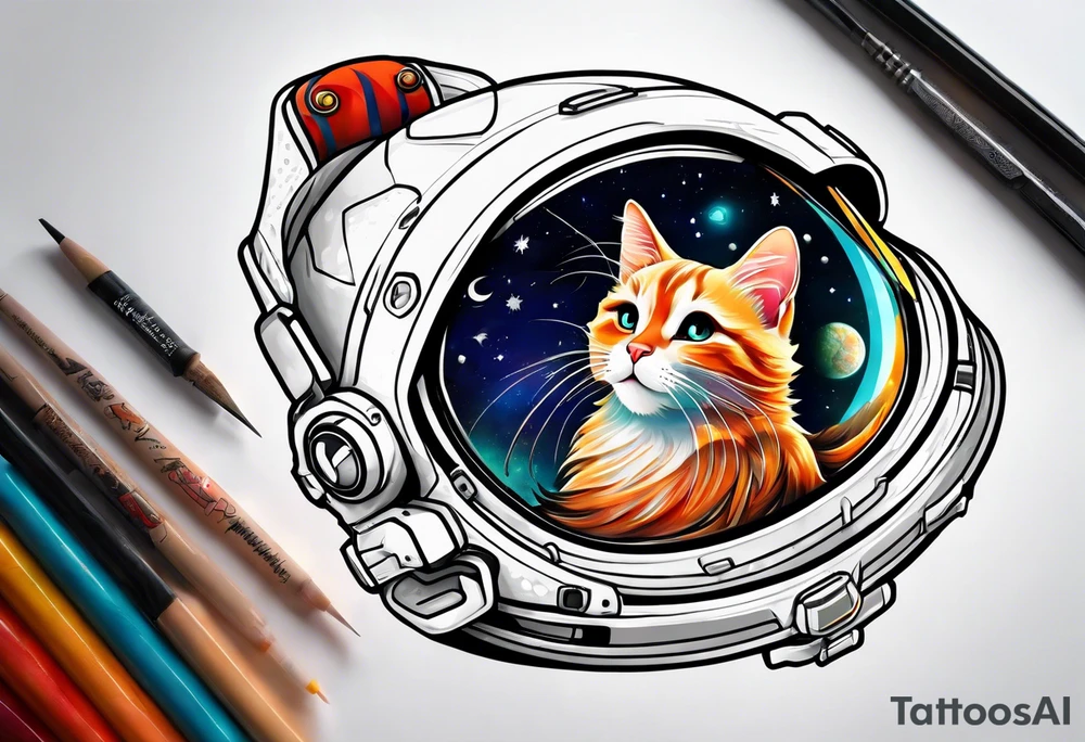 Maine coon cat in space tattoo idea