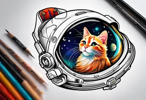 Maine coon cat in space tattoo idea