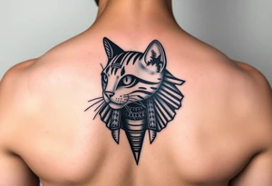 Egyptian cat with pyramid background tattoo idea