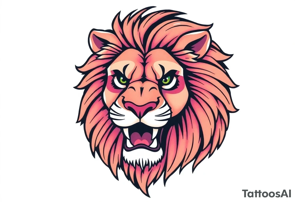 powerful majestic lion, close-up tattoo idea