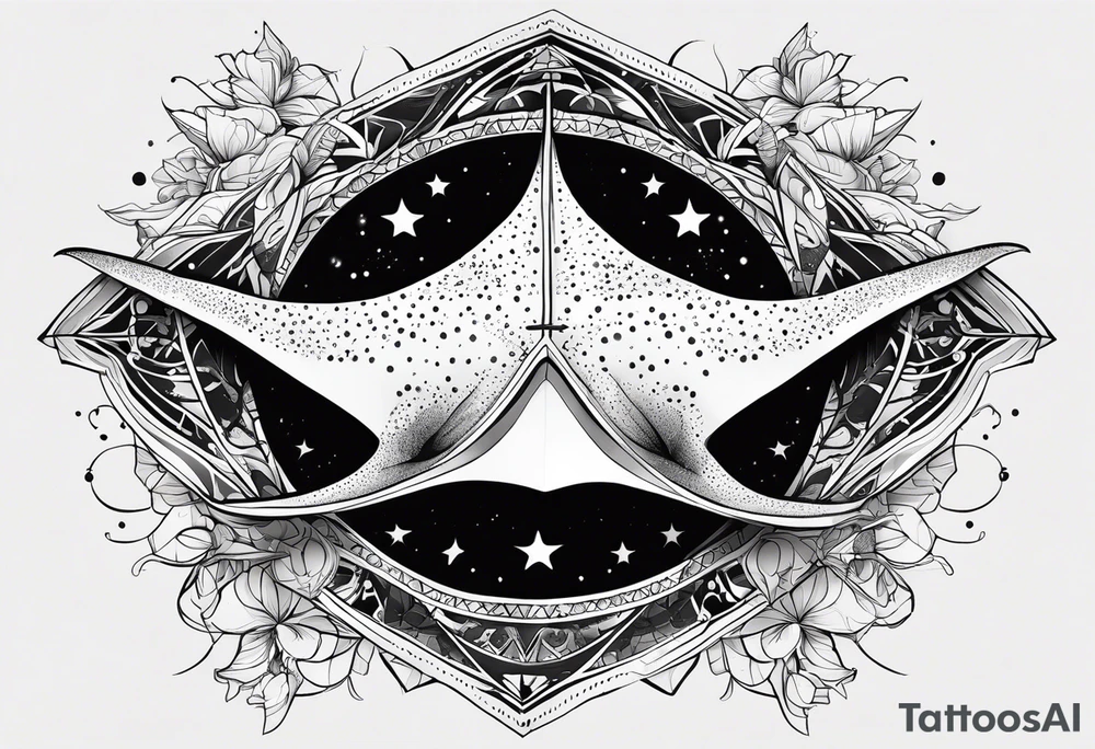 A manta ray with a sea star as a tribal tattoo or an abstract geometric tattoo A smaller tattoo for female forearm or wrist tattoo idea
