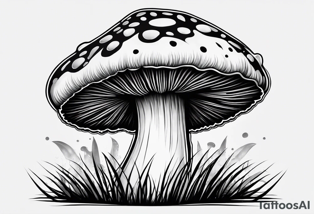 Shaggy mane mushroom with fluid dripping from mushroom cap mandala tattoo design tattoo idea