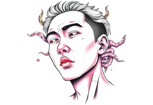 Handsome Asian young guy is possessed tattoo idea