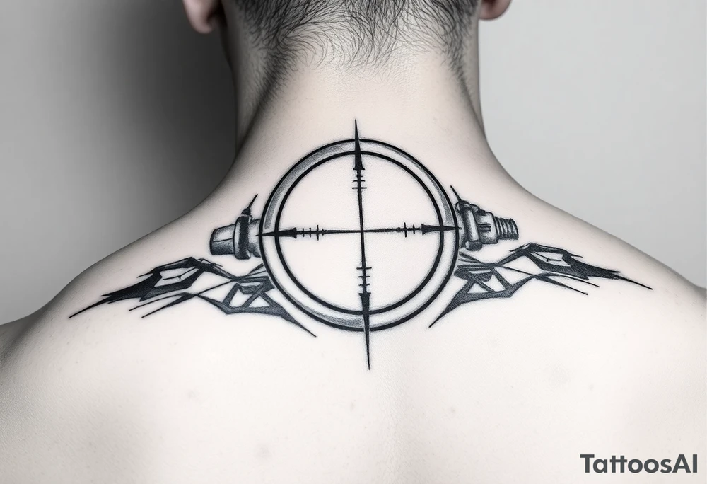2d tattoo of sniper crosshairs tattoo idea