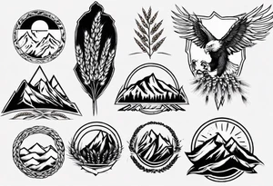 mountains wheat eagle tattoo idea