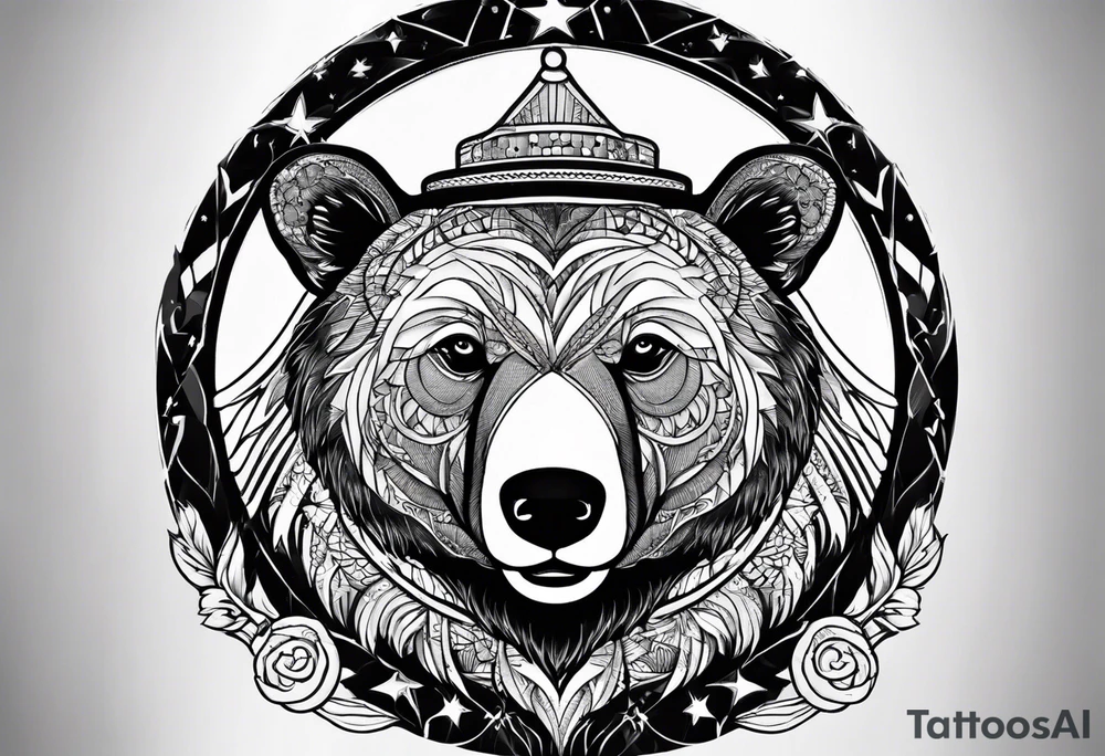 Bear inside a circle tattoo idea