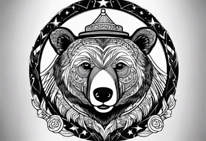 Bear inside a circle tattoo idea