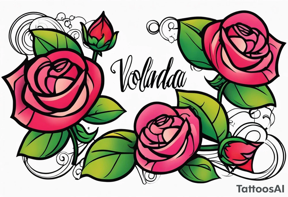 Rose with the stem spelling yolanda tattoo tattoo idea