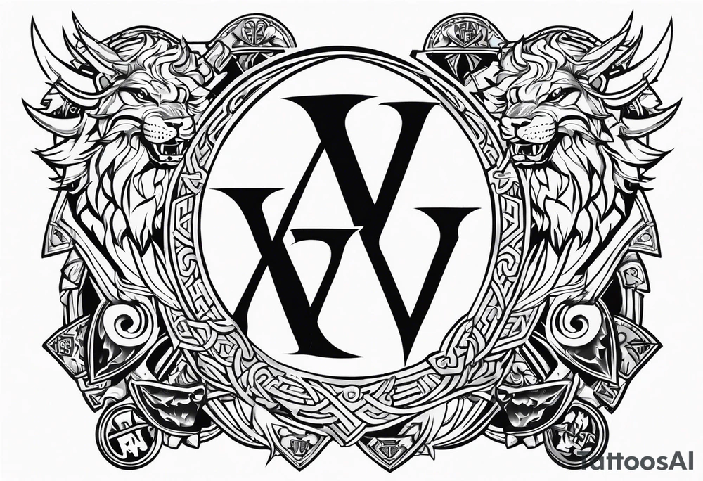 Valhalla sword shield axe Valknut dragon lion tattoo idea Valhalla sword shield axe Valknut dragon lion tattoo idea