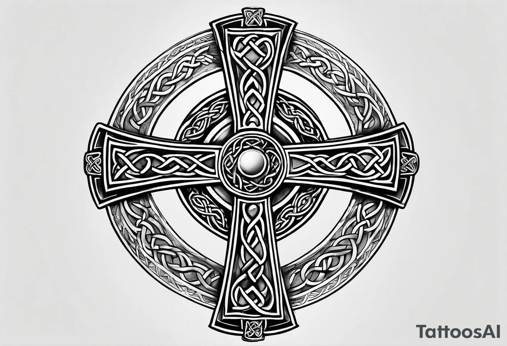 A stone Celtic cross, standing solemnly tattoo idea