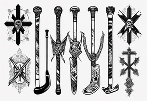 Memorai Hockey stick cross tattoo idea