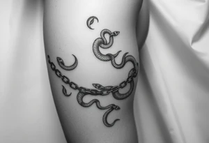 Trial chain around the thigh (instead of metal chain we want it created my snakes.) very detailed in the snakes tattoo idea