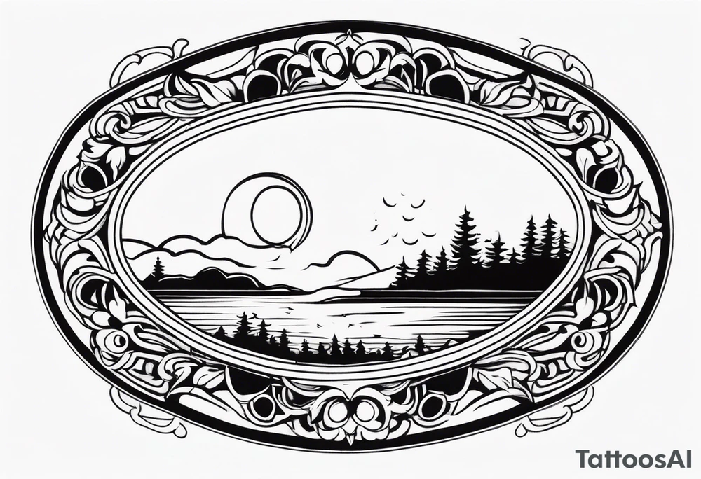 orante oval border tattoo idea