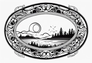 orante oval border tattoo idea
