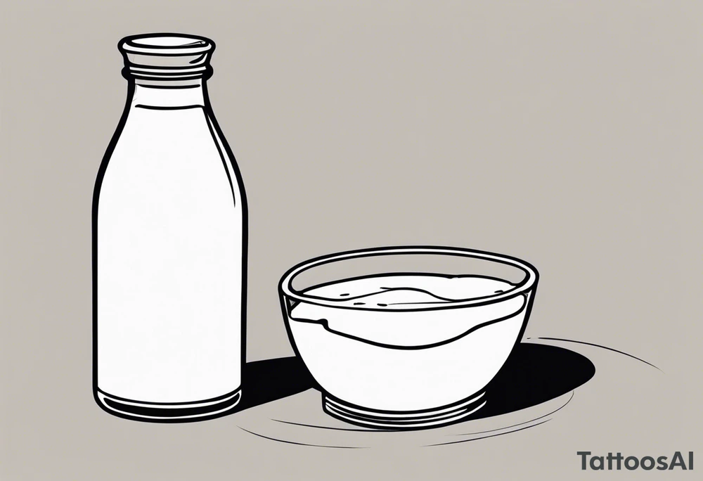 bottle of milk spilled onto the table tattoo idea
