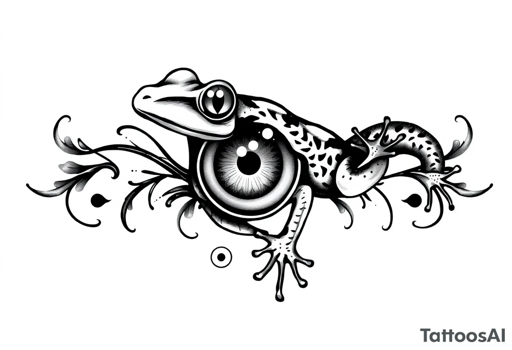 snake frog and eyeball tattoo idea