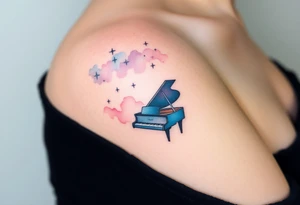 dreamy piano under the stars tattoo idea