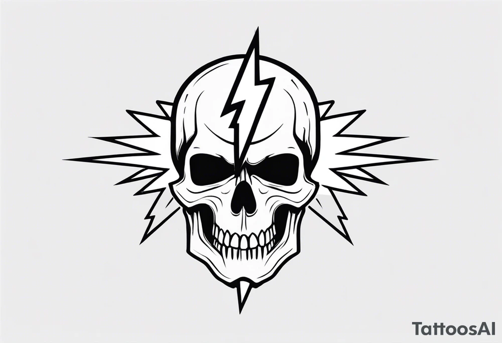 A skull with a lightning bolt striking through it tattoo idea A skull with a lightning bolt striking through it tattoo idea