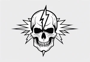 A skull with a lightning bolt striking through it tattoo idea