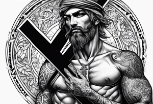 skinny man carrying a cross tattoo idea