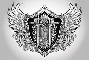 Valhalla sword  fire chains shield wings tattoo idea