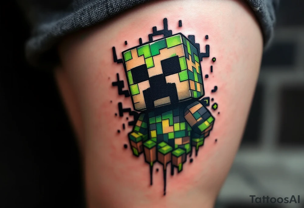 Small Minecraft creeper tattoo tattoo idea