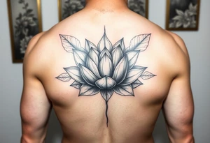 Beautiful lotus flower bomb with closed leaves tattoo idea