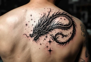 beautiful star dragon tattoo idea