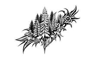 Coniferous forest tattoo sleeve black and gray tattoo idea