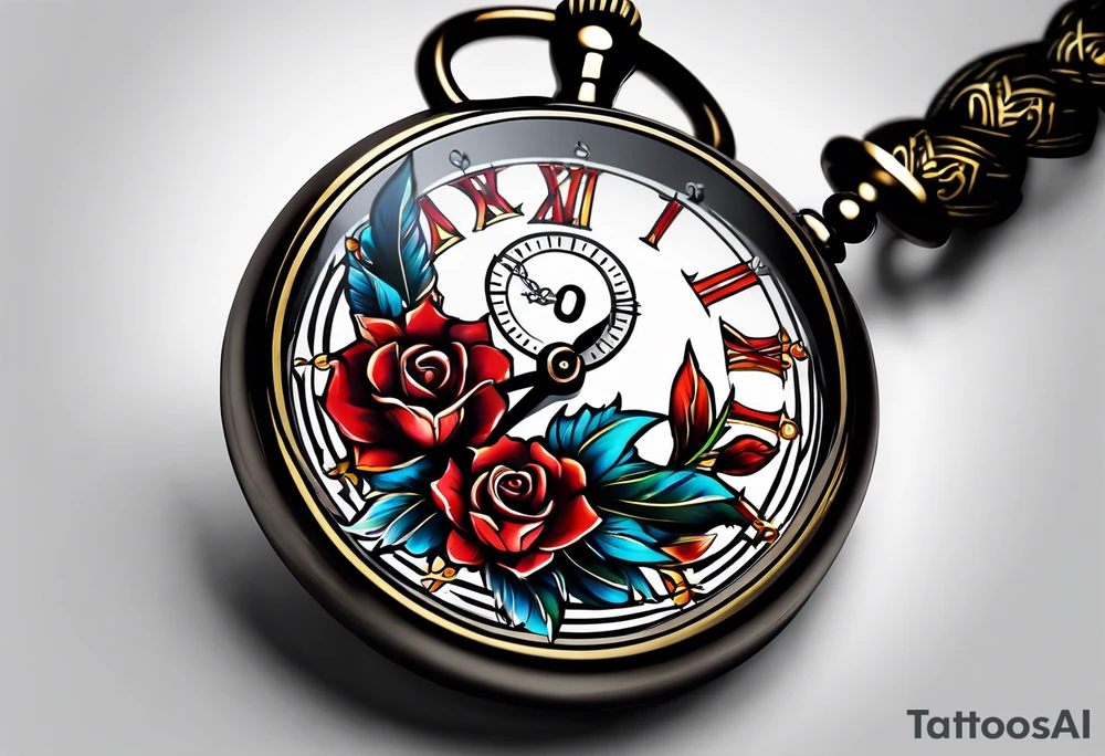 Stopwatch hanging from  a sword tattoo idea