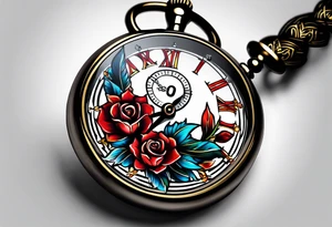 Stopwatch hanging from  a sword tattoo idea