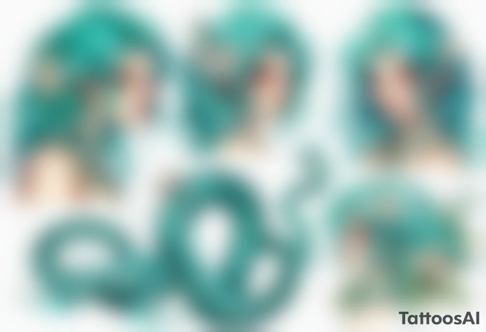 A beautiful lamia with turquois scales and teal hair. tattoo idea