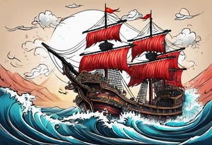 Chinese pirate ship sinking tattoo idea
