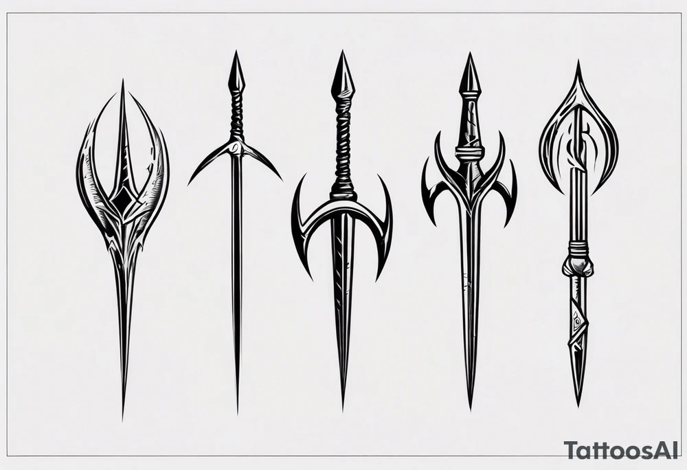 A trident, three-pronged spear tattoo idea