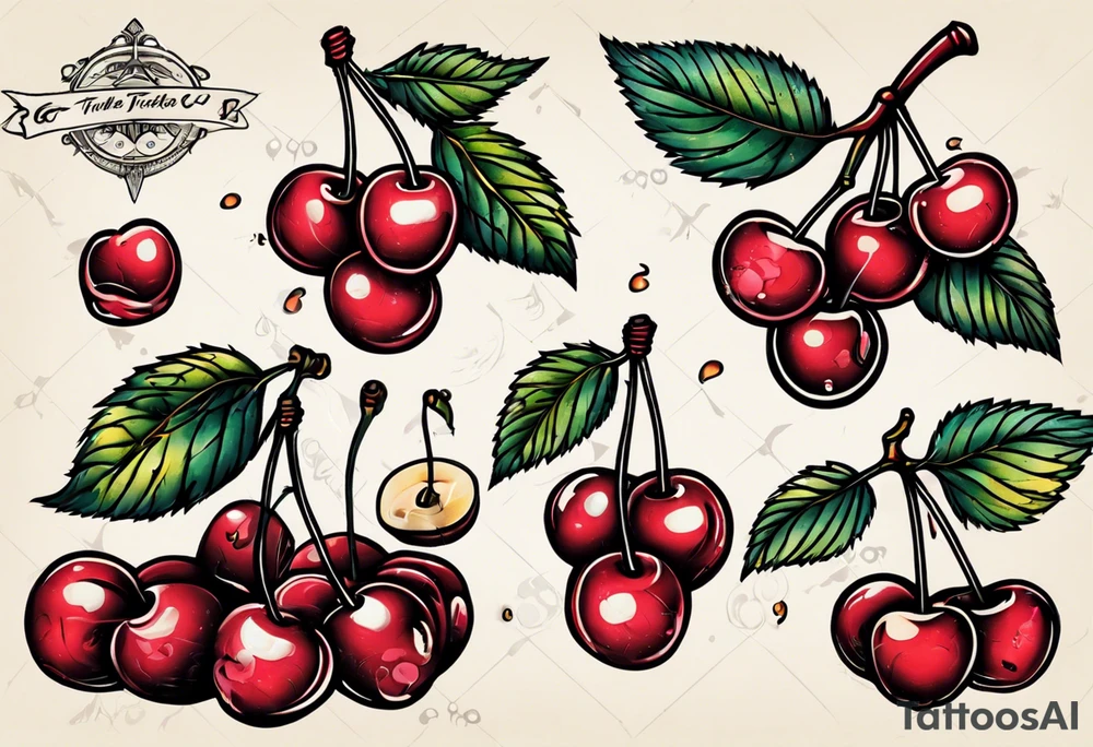 vintage cherry tattoo idea