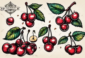 vintage cherry tattoo idea
