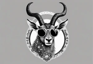 capricorn with sunglasses and gun tattoo idea